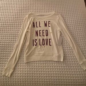 Spiritual Gangster small white “All We Need is Love” sweater - NWT